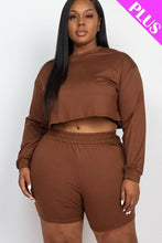 Load image into Gallery viewer, Plus Size Cozy Crop Top And Shorts Set