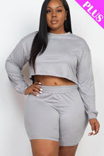 Load image into Gallery viewer, Plus Size Cozy Crop Top And Shorts Set