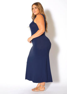 Bellatrix Plus Size Round Neck Sleeveless Maxi Dress