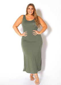 Bellatrix Plus Size Round Neck Sleeveless Maxi Dress