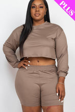 Load image into Gallery viewer, Plus Size Cozy Crop Top And Shorts Set