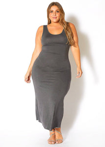 Bellatrix Plus Size Round Neck Sleeveless Maxi Dress