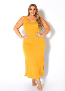 Bellatrix Plus Size Round Neck Sleeveless Maxi Dress