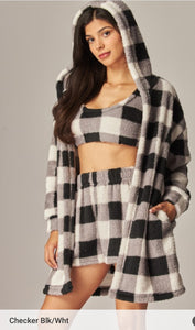 Cozy fleece 3-piece  Cardigan Pajama Set