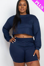 Load image into Gallery viewer, Plus Size Cozy Crop Top And Shorts Set