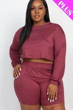 Load image into Gallery viewer, Plus Size Cozy Crop Top And Shorts Set