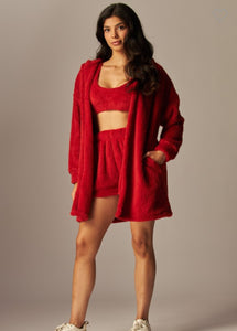 Cozy fleece 3-piece  Cardigan Pajama Set