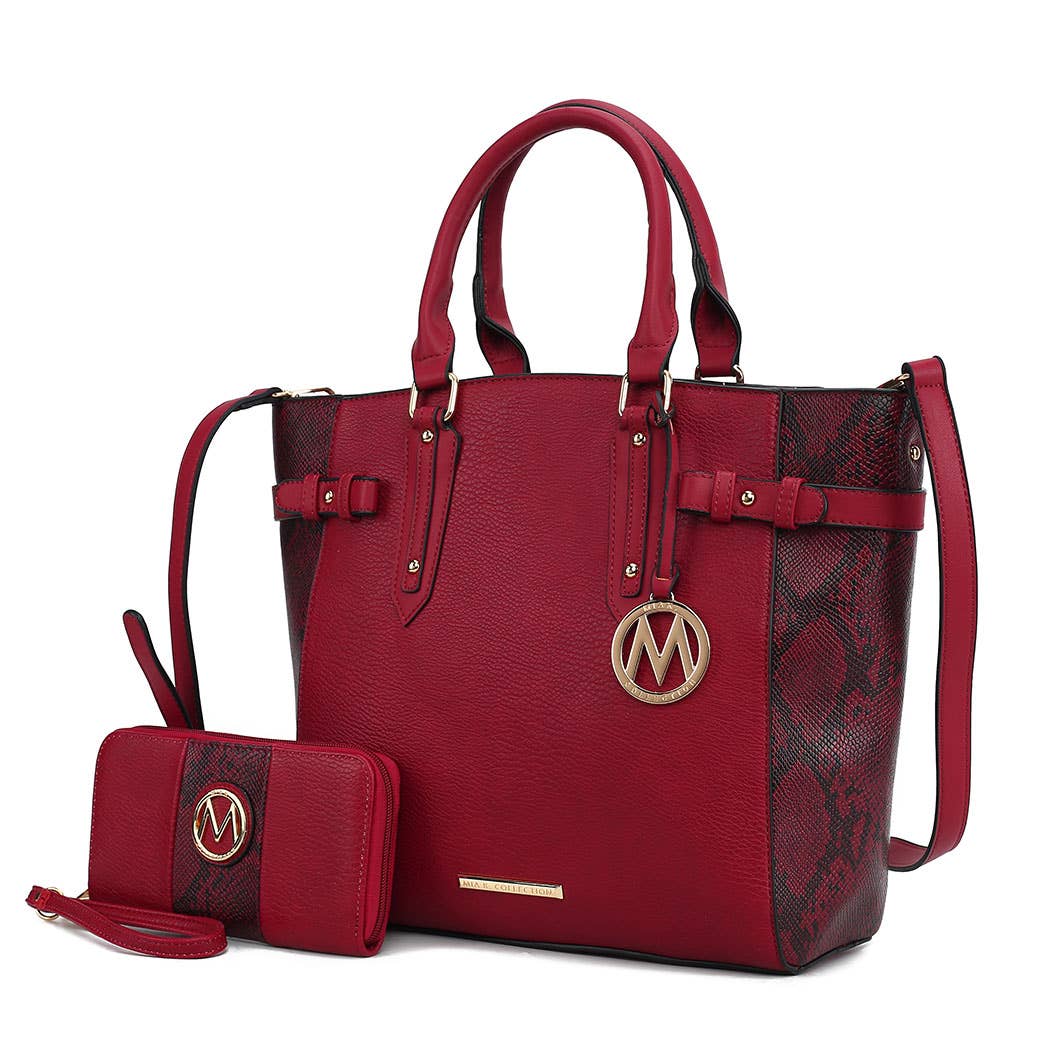 MKF Joelle Faux-Snake Embossed Tote bag with Wallet by Mia K