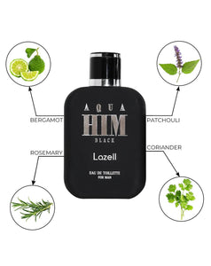 LAZELL AQUA HIM BLACK FOR MEN EDT 100 ML 3.4 OZ Perfume