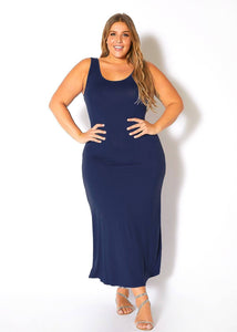 Bellatrix Plus Size Round Neck Sleeveless Maxi Dress