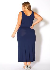 Bellatrix Plus Size Round Neck Sleeveless Maxi Dress