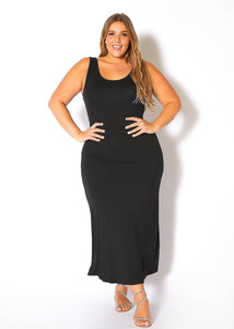 Bellatrix Plus Size Round Neck Sleeveless Maxi Dress