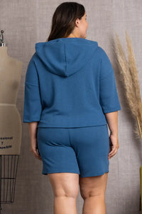 BLUE SWEATSHIRT PLUS SIZE HOODIES SET