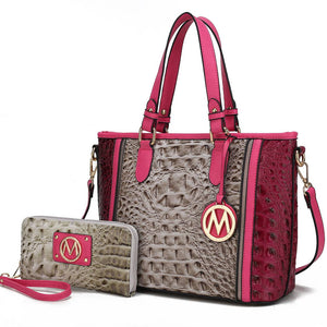 Lizza Croco Embossed Tote Handbag by Mia K