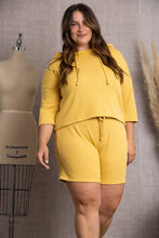 Load image into Gallery viewer, MUSTARD SWEATSHIRT PLUS SIZE HOODIES SET