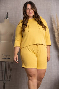 MUSTARD SWEATSHIRT PLUS SIZE HOODIES SET