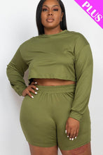 Load image into Gallery viewer, Plus Size Cozy Crop Top And Shorts Set