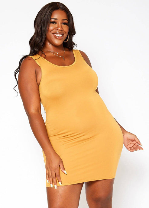 Plus Size Women's Basic Scoop Neck Dress